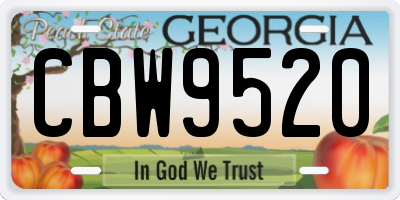 GA license plate CBW9520