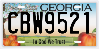 GA license plate CBW9521