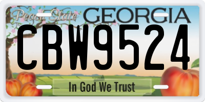 GA license plate CBW9524