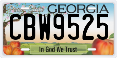 GA license plate CBW9525