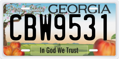 GA license plate CBW9531