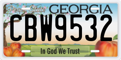 GA license plate CBW9532