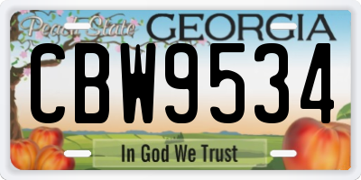 GA license plate CBW9534