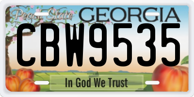 GA license plate CBW9535