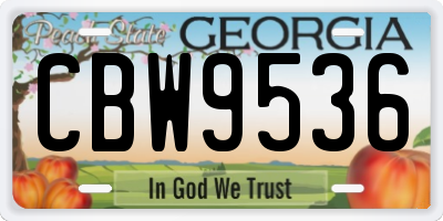 GA license plate CBW9536