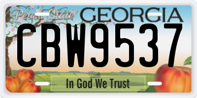 GA license plate CBW9537