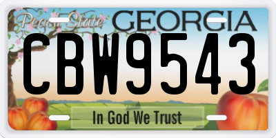 GA license plate CBW9543