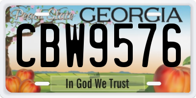 GA license plate CBW9576