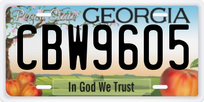 GA license plate CBW9605