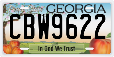 GA license plate CBW9622