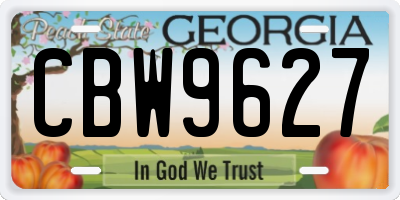 GA license plate CBW9627