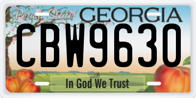 GA license plate CBW9630