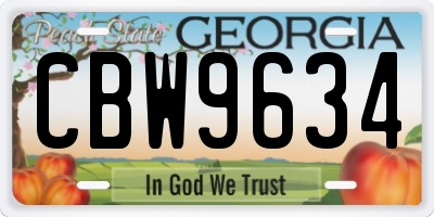 GA license plate CBW9634