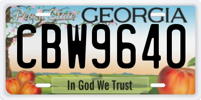 GA license plate CBW9640