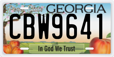 GA license plate CBW9641