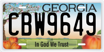 GA license plate CBW9649