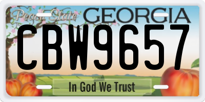 GA license plate CBW9657