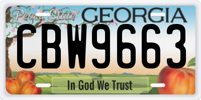 GA license plate CBW9663