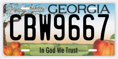 GA license plate CBW9667
