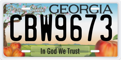 GA license plate CBW9673