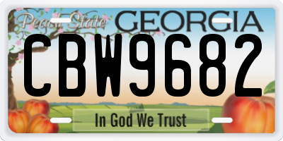 GA license plate CBW9682