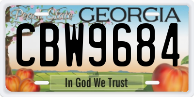 GA license plate CBW9684