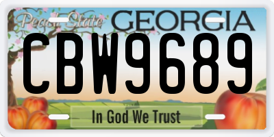 GA license plate CBW9689