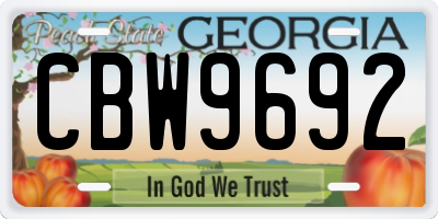 GA license plate CBW9692