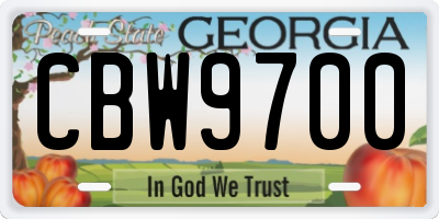 GA license plate CBW9700