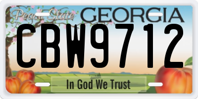 GA license plate CBW9712
