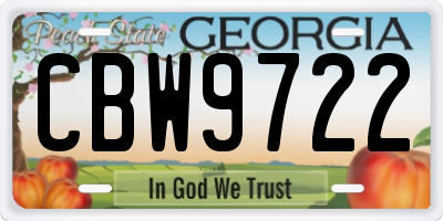 GA license plate CBW9722