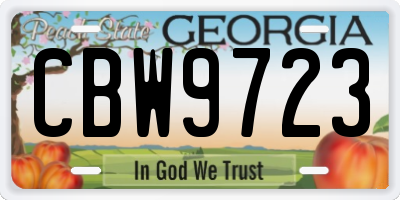 GA license plate CBW9723