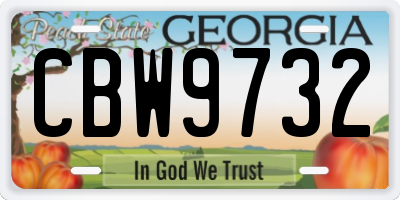 GA license plate CBW9732