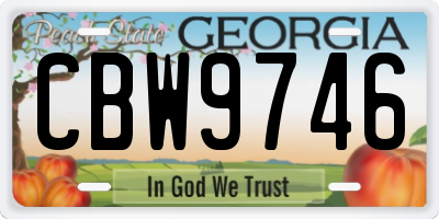GA license plate CBW9746