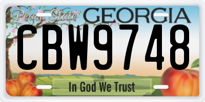 GA license plate CBW9748