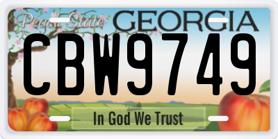 GA license plate CBW9749