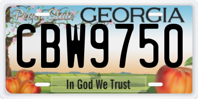 GA license plate CBW9750