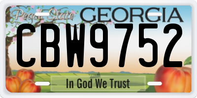 GA license plate CBW9752
