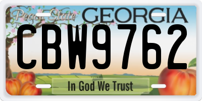 GA license plate CBW9762