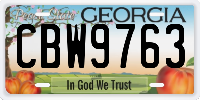 GA license plate CBW9763