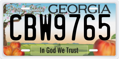 GA license plate CBW9765