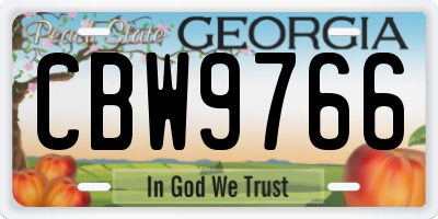 GA license plate CBW9766