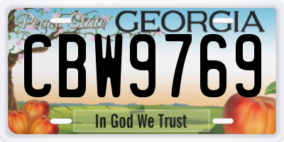GA license plate CBW9769