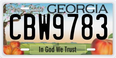 GA license plate CBW9783