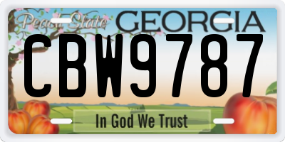 GA license plate CBW9787