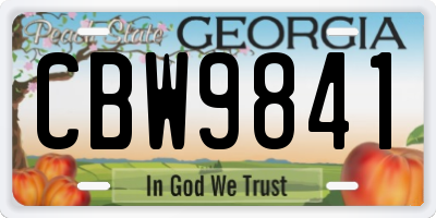 GA license plate CBW9841
