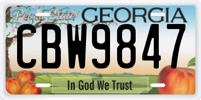 GA license plate CBW9847
