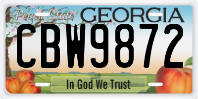 GA license plate CBW9872