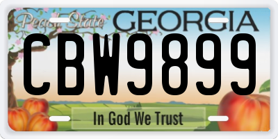 GA license plate CBW9899