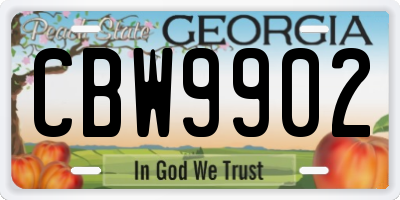 GA license plate CBW9902